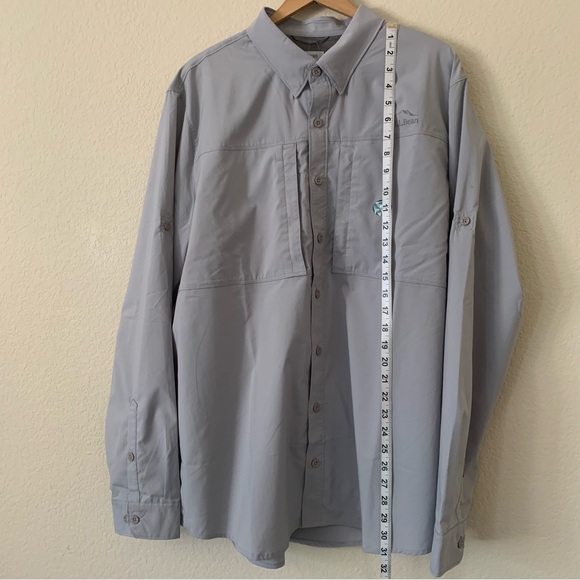 L.L. Bean Men’s XLT XL Tall Gray Tropicwear Pro Long Sleeve Shirt Sunsmart FLAWS - Picture 3 of 10